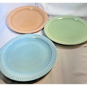 Set Of 3 Vintage Laurella by Universal, Cambridge 9 in Plates Blue/Green/Blush